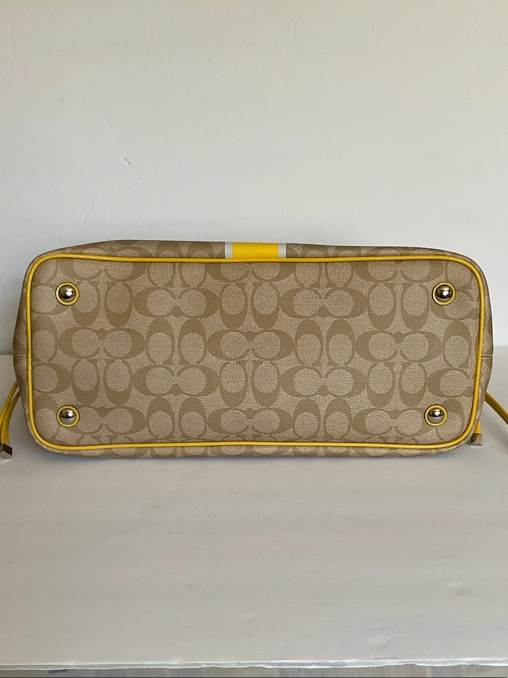 Coach Yellow and Tan Signature Tote